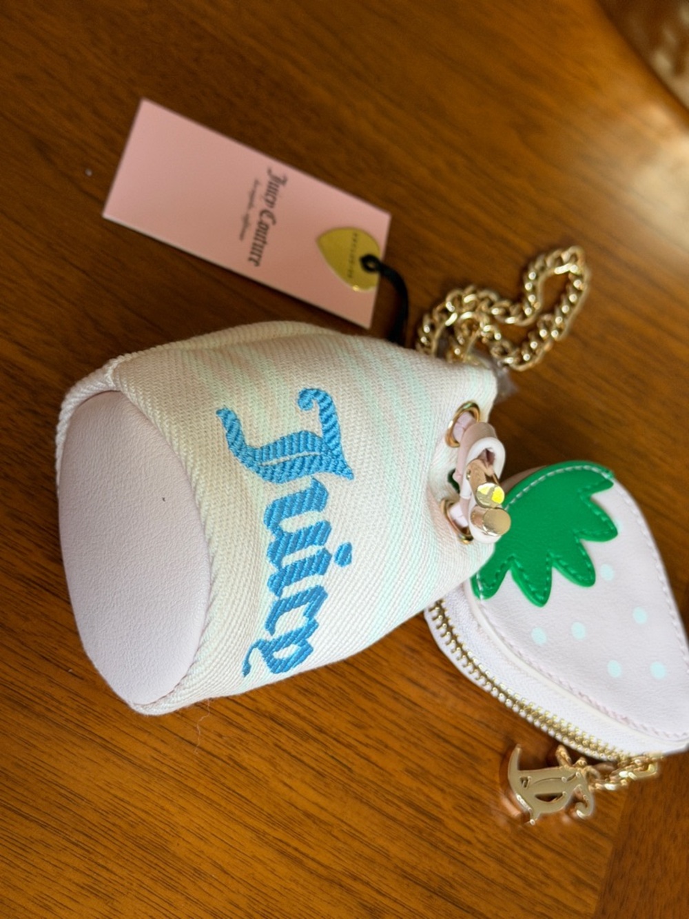 Juicy Couture Pastel Strawberry Coin Purse and Charm Keychain-Microbag-NWT